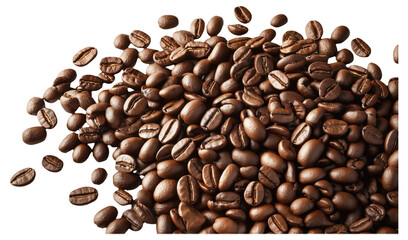 Naklejka premium PNG Pile of roasted coffee beans on white background
