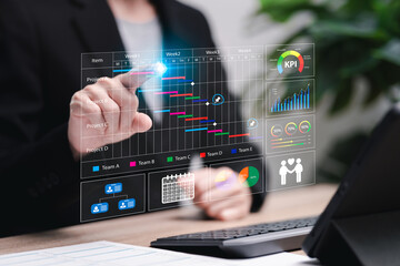 Planning a successful project, Project schedule management concept, Businesswoman effective...