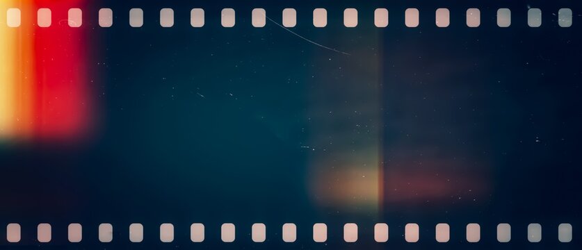 Old negative photo film strip. 90's negative photo film with light leaks.