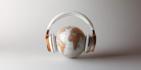 Fototapeta premium Global Music: A World of Sounds Encompassed by Headphones, World Music, International Soundscapes, Global Audio Experience