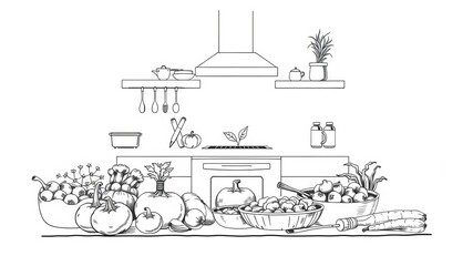 A collection of intricate hand-drawn vegetable illustrations in vector format, perfect for creating a natural and organic design, isolated, kitchen