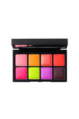Colorful Makeup Palette with Bright Shades Isolated on White Background
