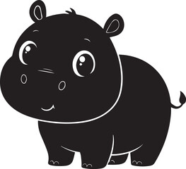 A cute kawaii hippo silhouette vector and illustration design
