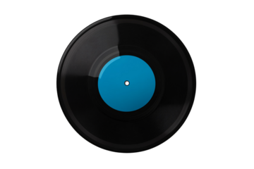 a black record with a blue center