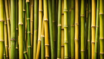 Bamboo background with overlapping stalks and rich golden color