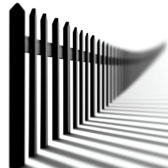 A stylized black fence casting dramatic shadows in minimalist composition.