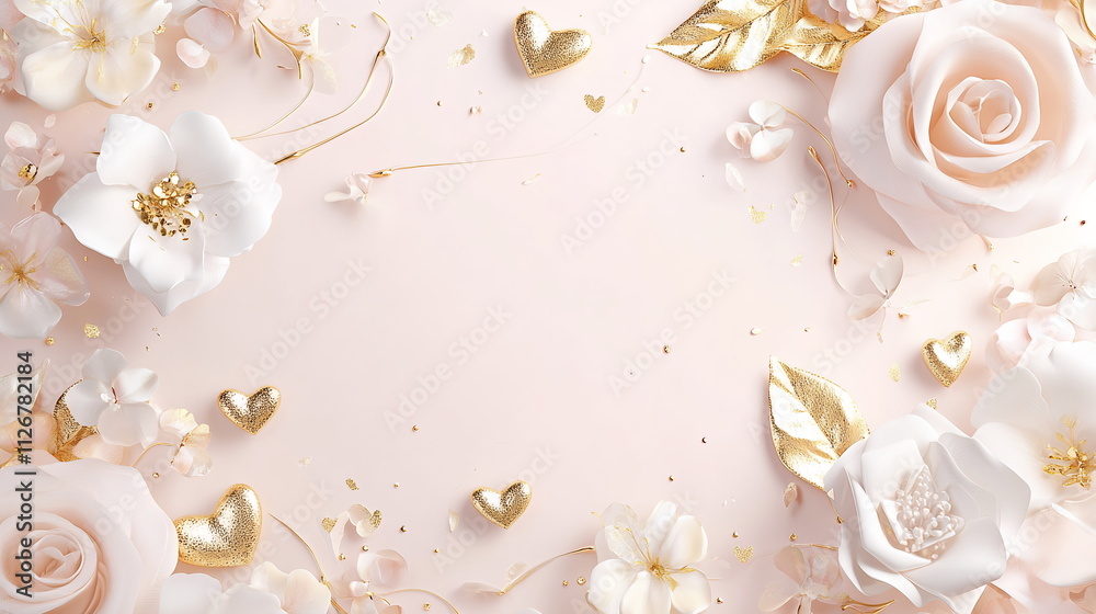 Fototapete romantic valentine's day horizontal greeting banner background with empty copy space with light blus