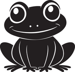 A cute kawaii frog silhouette vector and illustration design