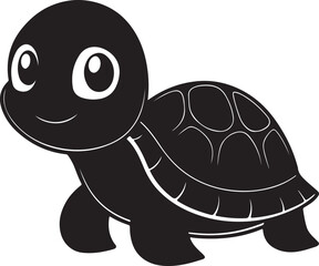 A cute kawaii tortoise silhouette vector and illustration design