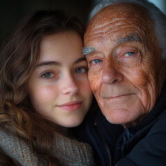 portrait of women and her grand father