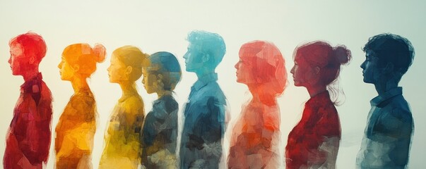 Artistic Rendering of Individuals Forming Dynamic Communication Patterns, Showcasing Development Through Social Skills Training A Watercolor Depiction of Enhanced Interpersonal Connections