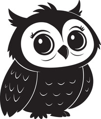 A cute kawaii owl silhouette vector and illustration design