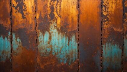 Close-up of textured rusty metal with glowing surreal gradients