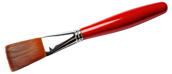 Flat paintbrush with a red handle