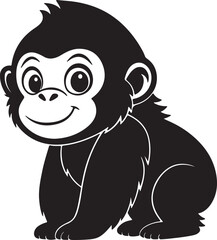 A cute kawaii gorilla silhouette vector and illustration design © MdMujahidFakir