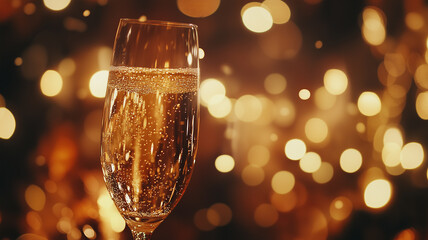 Champagne Glasses in Festive Celebration Background 