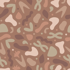 Blob seamless pattern. Abstract surface design of dots, squiggles; scribbles, fluid shapes