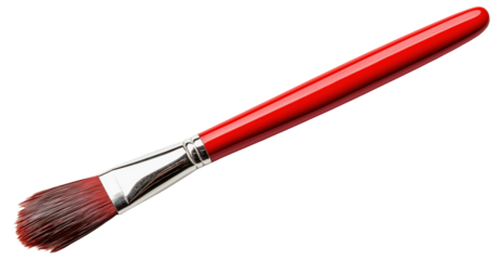PNG Red-handled paintbrush with metal ferrule