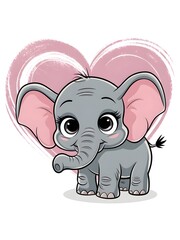 Fototapeta premium cute and sweet baby elephant comic style