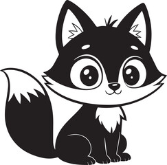 A cute kawaii Fox silhouette vector and illustration design