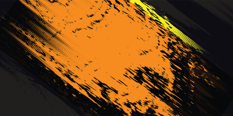 Abstract Sport Grunge Style Background. Grunge Yellow Texture In Dark Background.
