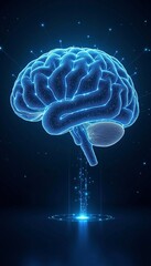 Digital brain, futuristic background, blurred bokeh effect, mind, artificial intelligence