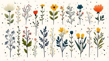 Colorful Floral Illustrations Botanical Design Collection