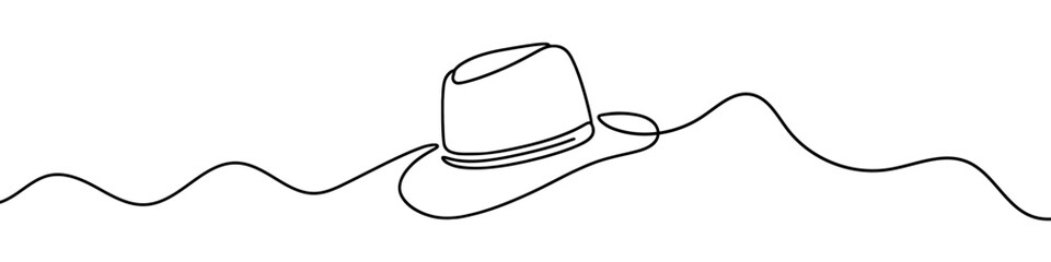 Continuous line is creating a stylish hat in this minimalist vector illustration