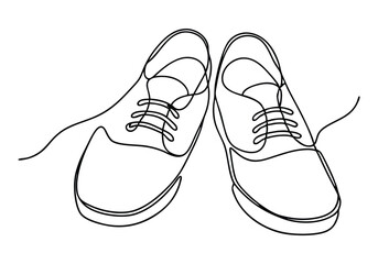 Continuous One-Line Drawing of Shoes - Minimalist Footwear Art