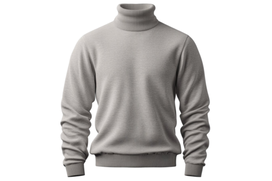 Plain white turtleneck sweater for men.