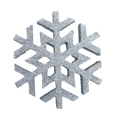 Christmas tree sparkling rhinestone toy in the shape of a snowflake. Isolated on white background