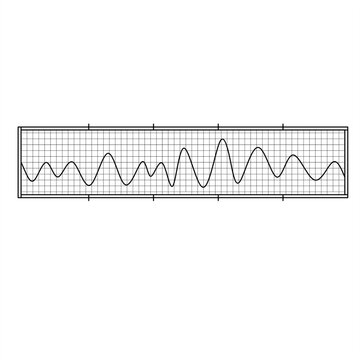 Alpha wave vector illustration with smooth, regular amplitude on a grid background. Ideal for neuroscience, meditation, or scientific design themes