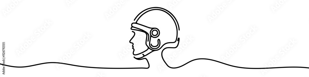 Wall mural minimalist vector illustration of a motorcycle helmet created using a single continuous line