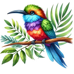 Colorful Cute Rainbow Bird Clipart
