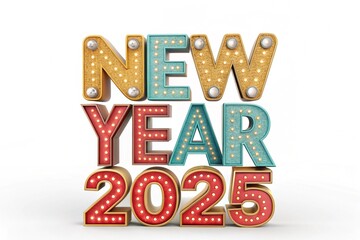 New year 2025  lettering illustration isolated 3d Isolated background.