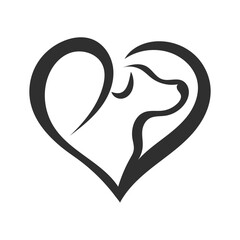 Heart and Dog Silhouette Vector Design for Pet Lovers