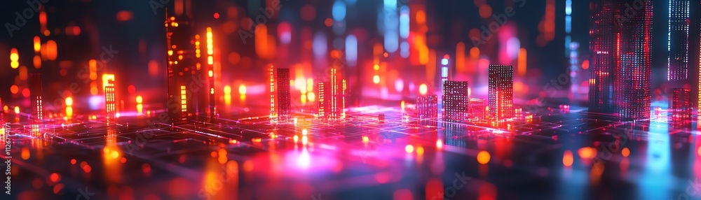 Poster An abstract network of glowing interconnected nodes, symbolizing digital communication and data exchange, set in a futuristic technological environment