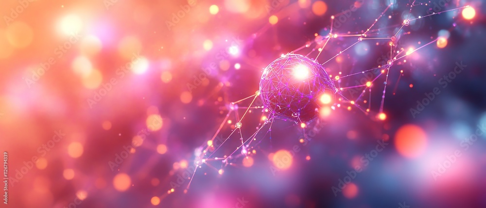 Poster an abstract web of interconnected nodes, glowing with vibrant energy, symbolizing digital communicat