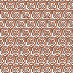 Geometric seamless pattern. Abstract monochromatic psychedelic design of hexagonal shapes