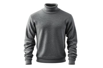Realistic men's turtleneck sweater on white, blank.