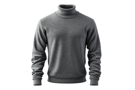 Realistic men's turtleneck sweater on white, blank.