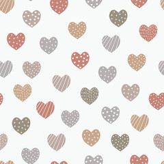 Romantic Valentine ’S Day Seamless Pattern of Bohemian Heart Shapes