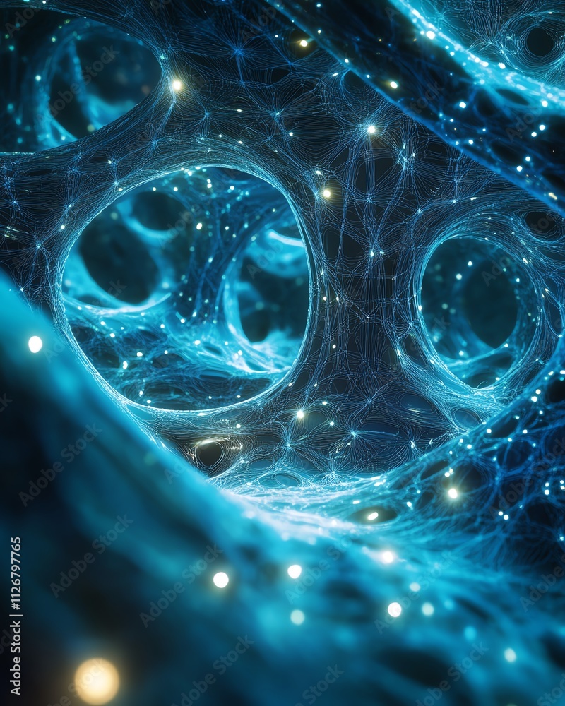 Aufkleber a futuristic, abstract representation of a network of glowing nodes connected by digital lines, symb