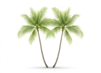 Obraz premium Two Majestic Palm Trees Against a Pristine White Background