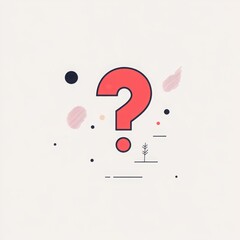 A minimalist vector illustration of a red question mark, set on a clean white background. 