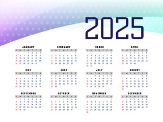 New year 2025 calendar wave style design