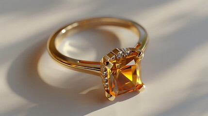 A stunning gemstone ring featuring a radiant central stone, placed on a clean white background, in