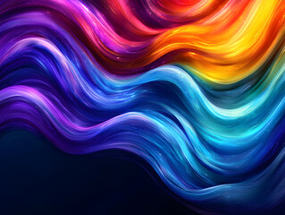 Obraz premium Vibrant colorful waves flowing abstract art digital creation modern design fluidity artistic expression eye-catching visuals