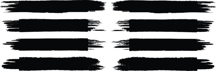 Black set paint brush strokes. Black paint ink stroke over square frame. Grungy brushes collection. Brush lines vector set.