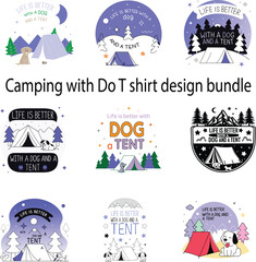 Camping with Dog T shirt design bundle for camping lovers, dog lovers 